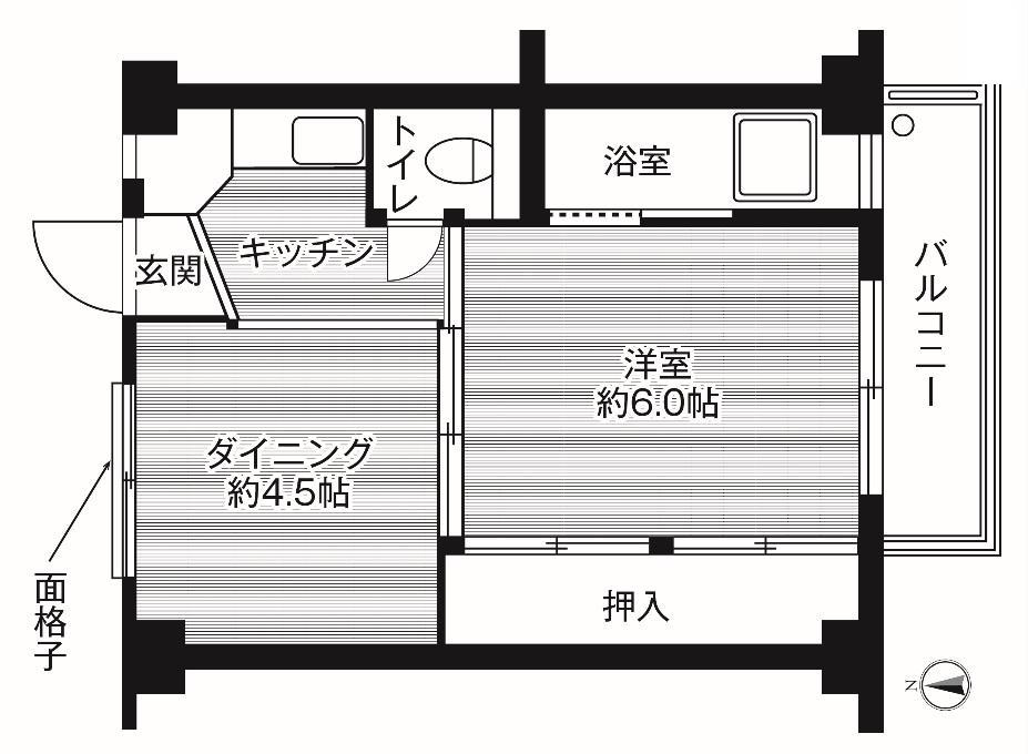 ビレッジハウス南野田(1DK/2階)の間取り写真