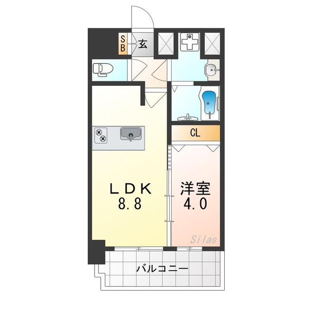 アドバンス大阪ベクエム(1LDK/11階)の間取り写真