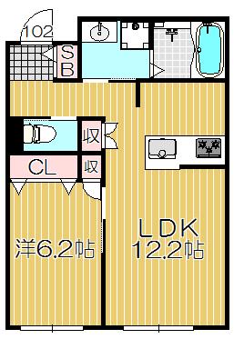 MOANA LINO(1LDK/1階)の間取り写真