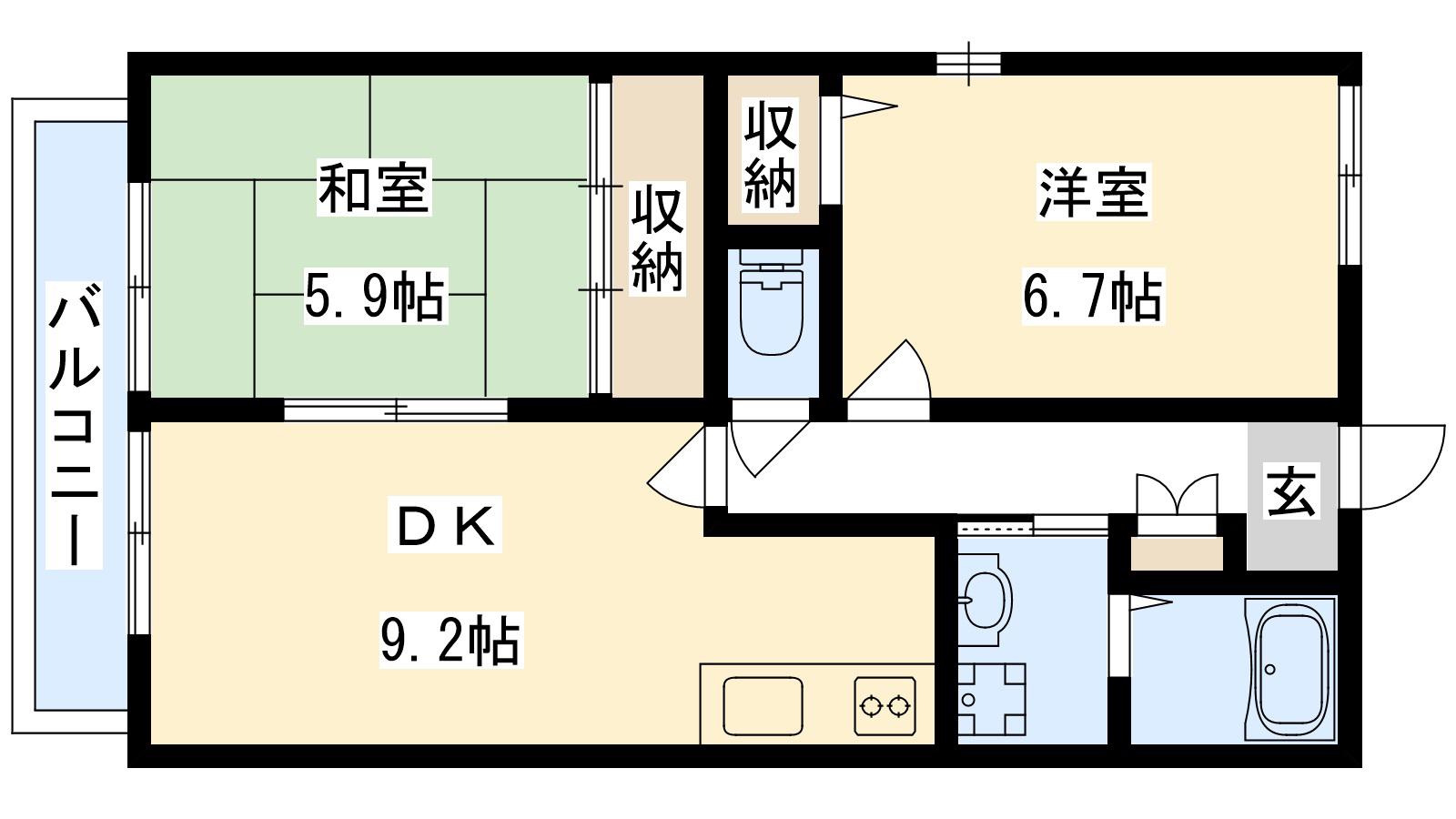 サンコーハイム(2DK/1階)の間取り写真