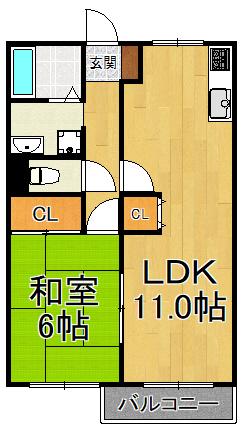 コルンベスト(1LDK/1階)の間取り写真
