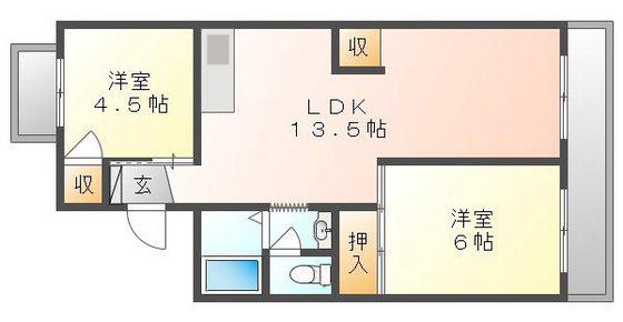 メゾン新福(2LDK/2階)の間取り写真