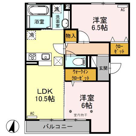 ゼペット(2LDK/1階)の間取り写真
