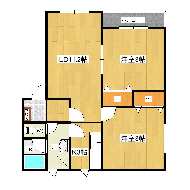カームライフ北進II(2LDK/2階)の間取り写真