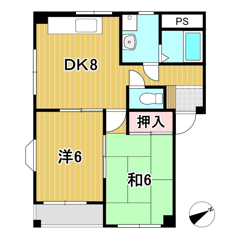 金子マンション(2DK/1階)の間取り写真