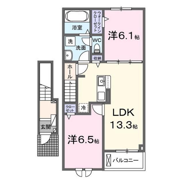 サンライズ・MITO A(2LDK/2階)の間取り写真