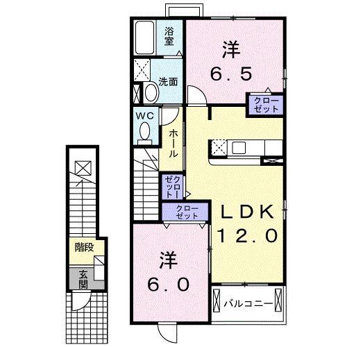 サンリッツヴィラB(2LDK/2階)の間取り写真