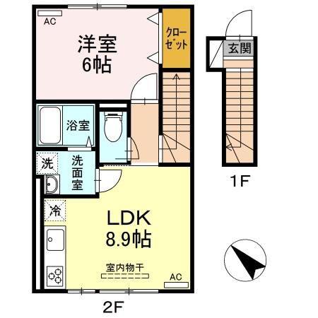 ブレジオぴあII(1LDK/2階)の間取り写真