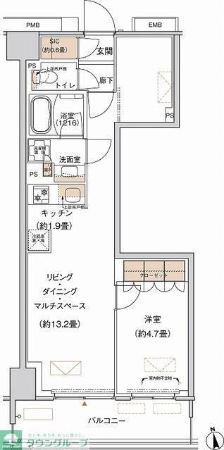 プライムネクサス大森北(1LDK/1階)の間取り写真