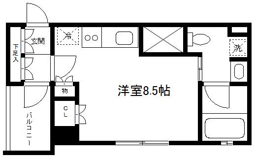 リーガル京都堀川五条通(ワンルーム/3階)の間取り写真