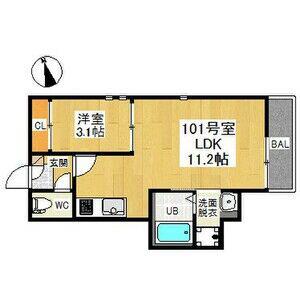 GRANDTIC 神宮南(1LDK/2階)の間取り写真