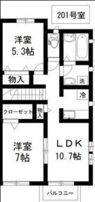 シエスタ(2LDK/2階)の間取り写真