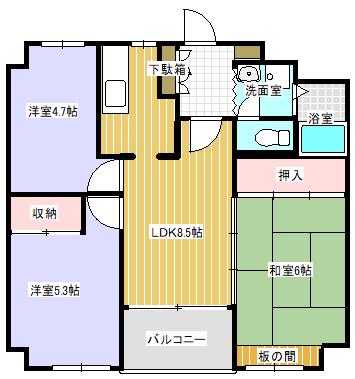 リバーハイツ取手(3LDK/5階)の間取り写真