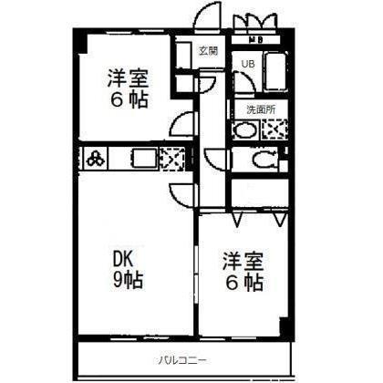 ユングフラウ(2DK/1階)の間取り写真