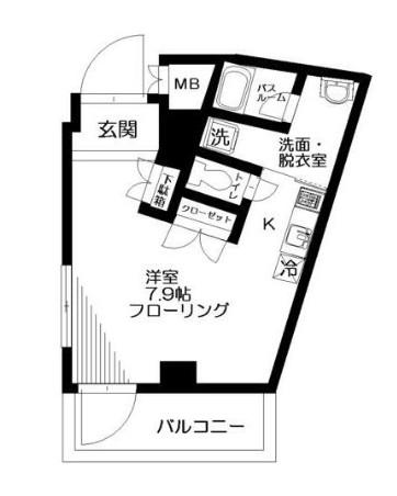 ハーモニーコート(ワンルーム/4階)の間取り写真