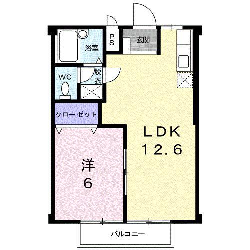 シャルム白鳳II(1LDK/2階)の間取り写真