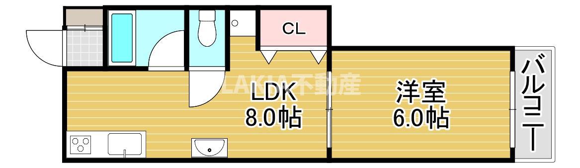 今津パークハイツ(1LDK/3階)の間取り写真