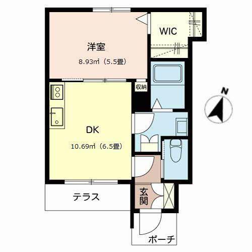 シャーメゾンかがや樹・M(1DK/1階)の間取り写真
