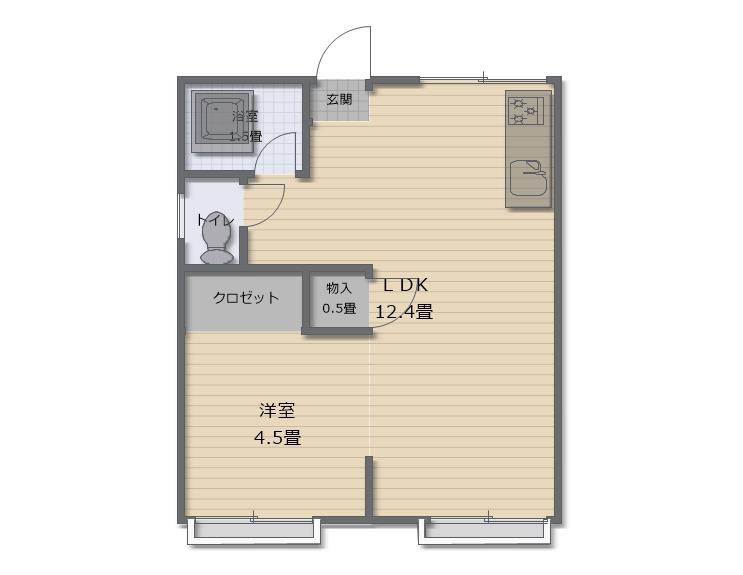 寿荘(1LDK/2階)の間取り写真