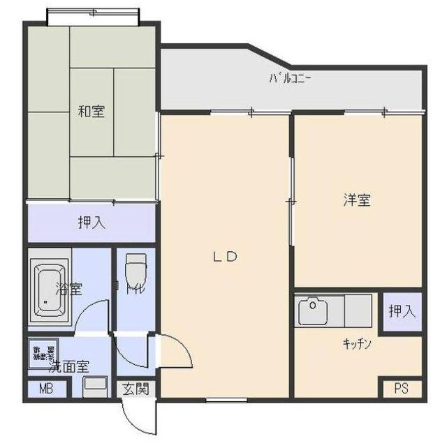 ベルトピア立川II(2LDK/1階)の間取り写真