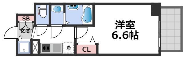 エスリード大阪CENTRAL AVENUE(1K/3階)の間取り写真
