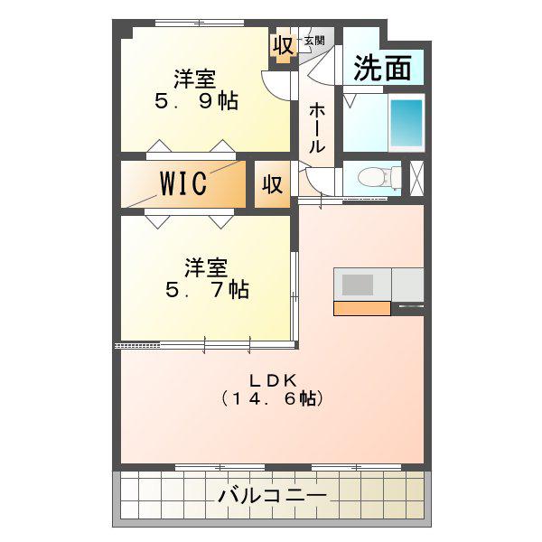 ライフコート南が丘(2LDK/4階)の間取り写真