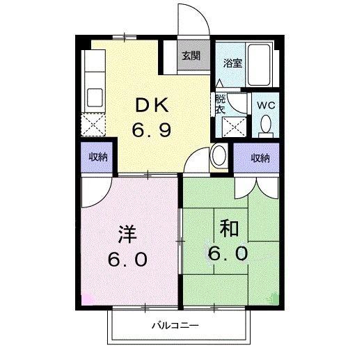 ハイムカミアラヤ(2DK/1階)の間取り写真