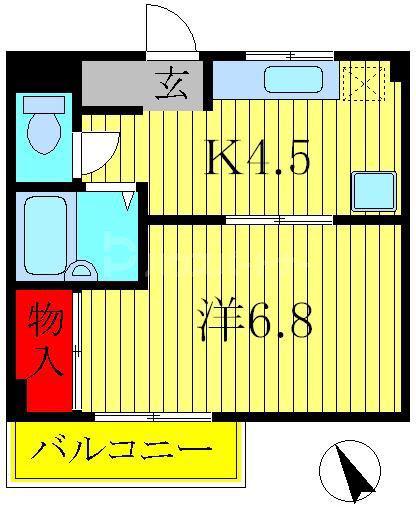 アネックスU(1K/4階)の間取り写真