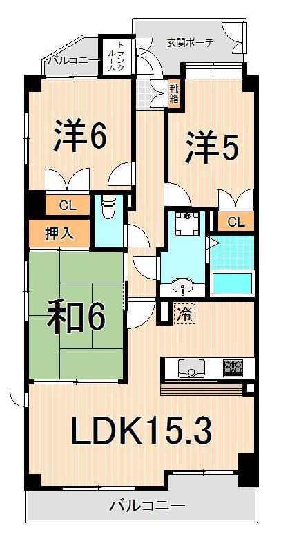 エヴァーグリーン綾瀬II(3LDK/5階)の間取り写真