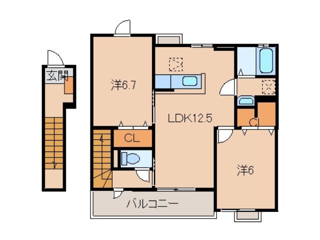 コンファーレII(2LDK/2階)の間取り写真