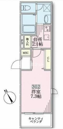 ソニューム(1K/3階)の間取り写真