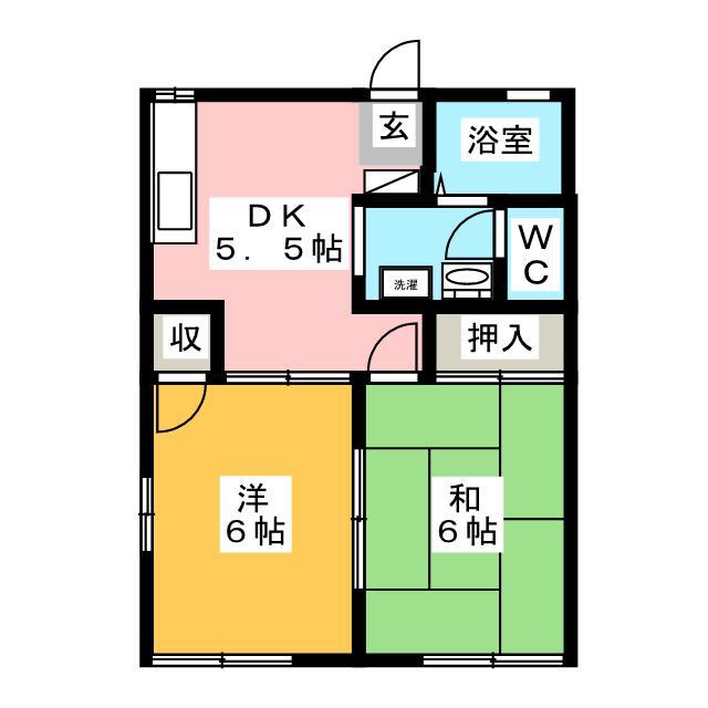 メゾンフレグランス(2DK/1階)の間取り写真