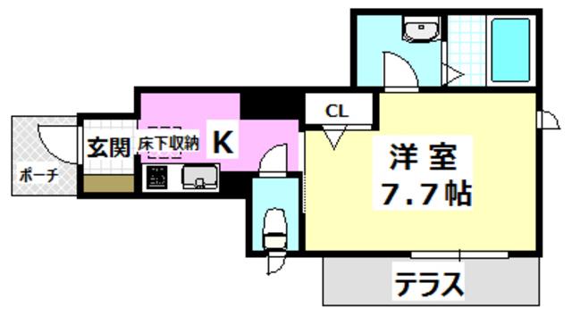 シャルムメゾン摂津(1K/1階)の間取り写真