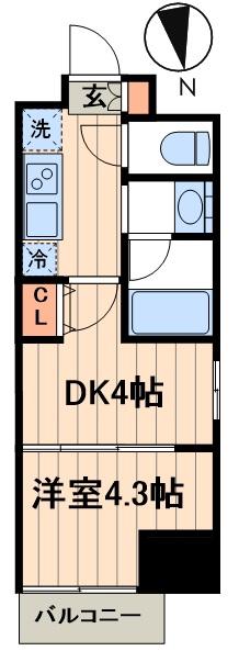 リージア前仲町(1DK/6階)の間取り写真