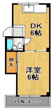 第二山中ビル(1DK/2階)の間取り写真