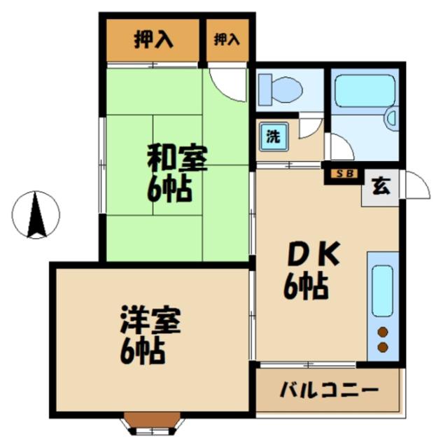 ハイム瀬里菜(2DK/1階)の間取り写真