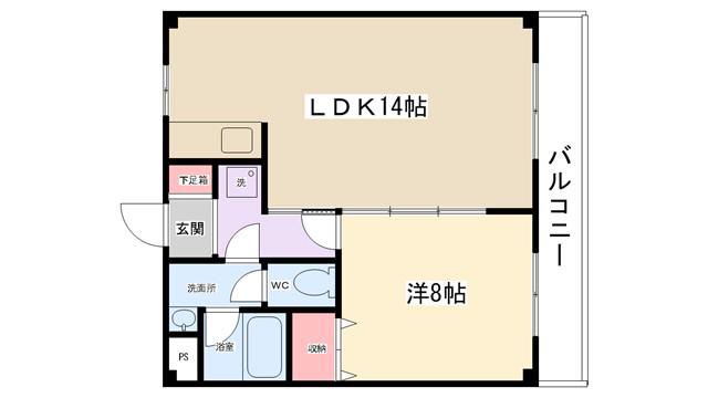 ルミエール北里(1LDK/6階)の間取り写真