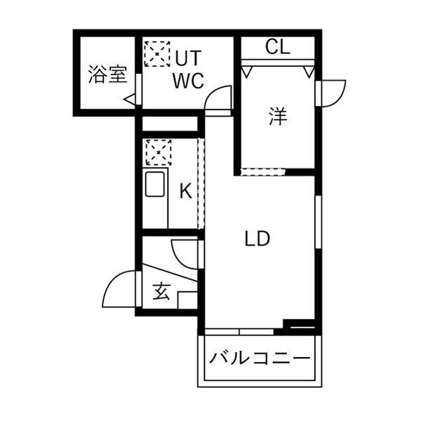 メリディアン台原七丁目弐番館(1LDK/2階)の間取り写真