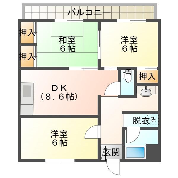 ロイヤルハイツ(3DK/3階)の間取り写真