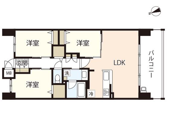 ヴェルディ天神川駅南(3LDK/9階)の間取り写真