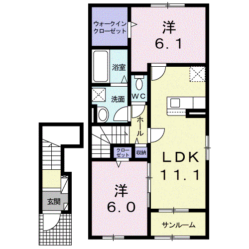 フェゼント(2LDK/2階)の間取り写真