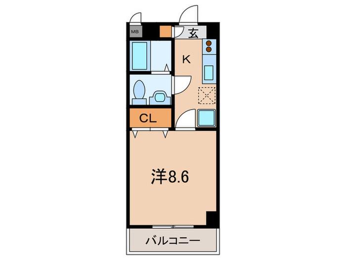 サンシャⅢ(1K/4階)の間取り写真
