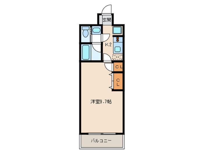 ドミール西新(1K/4階)の間取り写真