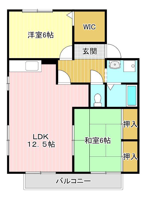 セジュールマンダリンB(2LDK/2階)の間取り写真