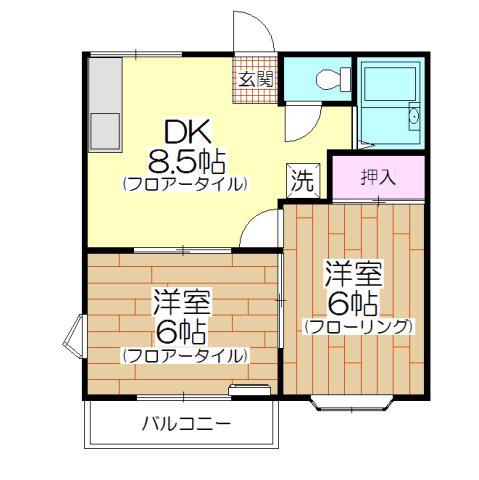 アネックスセンターフィールド(2DK/2階)の間取り写真