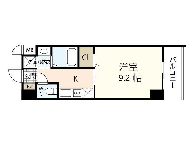 S-RESIDENCE宇品5丁目I(1K/7階)の間取り写真
