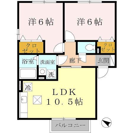 コーポミズホ(2LDK/1階)の間取り写真