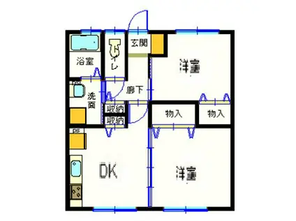 スタイリッシュI(2DK/2階)の間取り写真