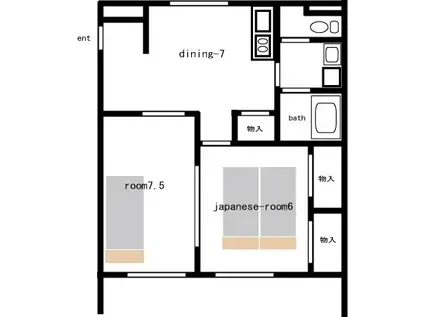 アップルビル(2DK/2階)の間取り写真