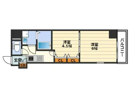 レジュールアッシュ梅田アクシア(1SK/10階)の間取り写真